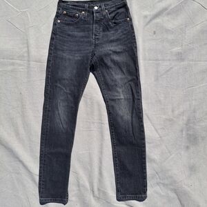 Levi's Premium 501 S Charcoal Black Button-Fly Mens Skinny Jeans 24x30